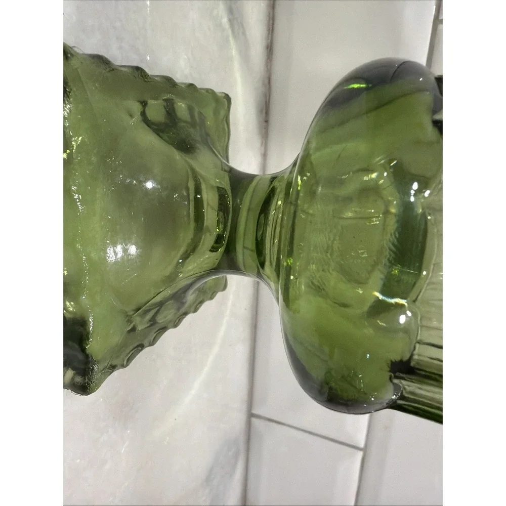 Hazel-Atlas Avocado Green Footed Vase ATC50 Fluted Pedestal 5.75